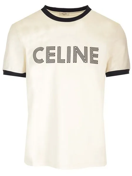 CELINE  |Crew Neck Street Style Plain Cotton Short Sleeves Logo