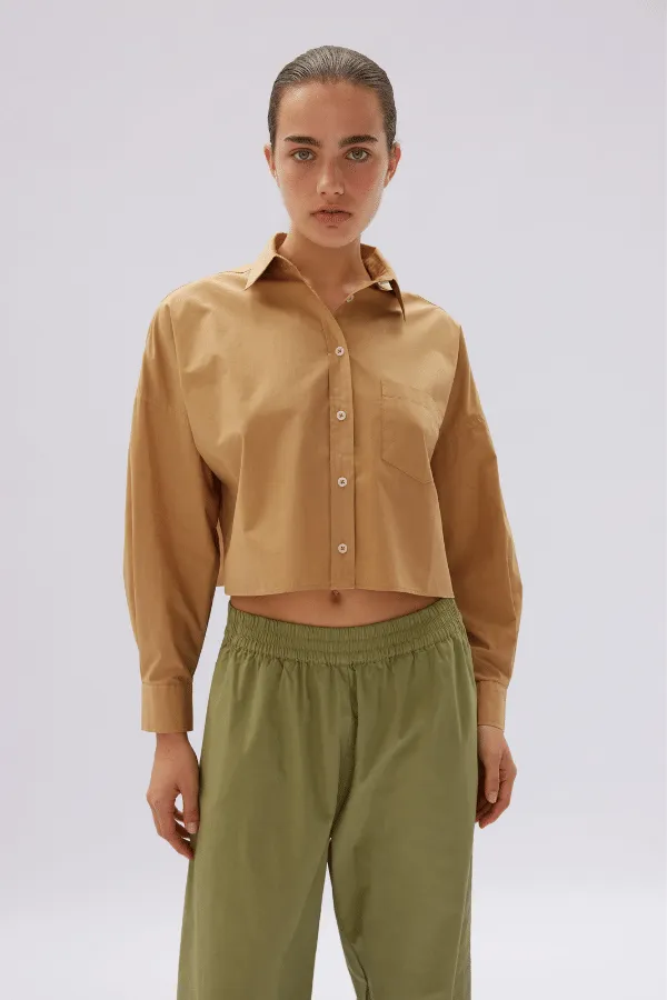 Chiara Cropped Shirt Toffee