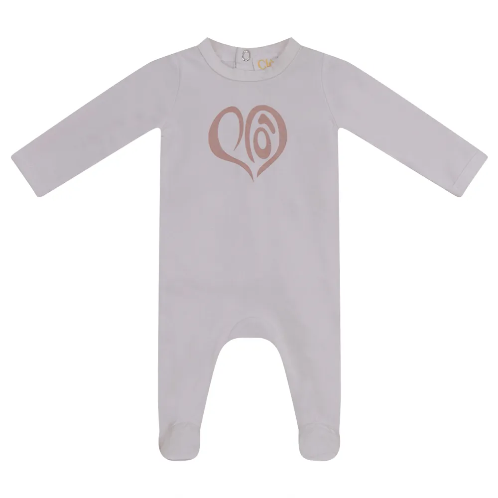 Clo White Heart Print Stretchie