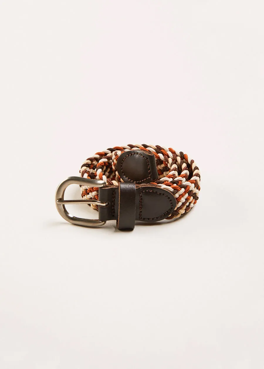 Contrast Leather Braided Belt in Brown (XS-S)