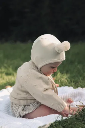 Cream Cotton Bear Bonnet