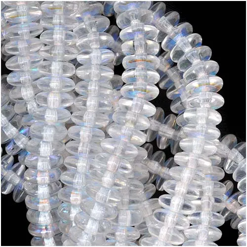 Czech Glass Beads 6x2mm Rondelle Spacers Crystal AB  (25 pcs)