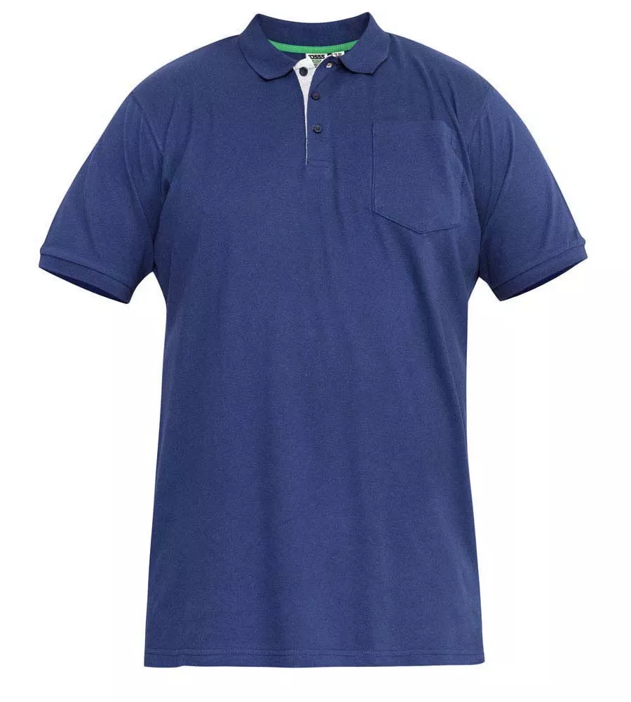 D555 Big Mens Navy Fully Combed Pique Polo Shirt With Pocket (GRANT NAVY)