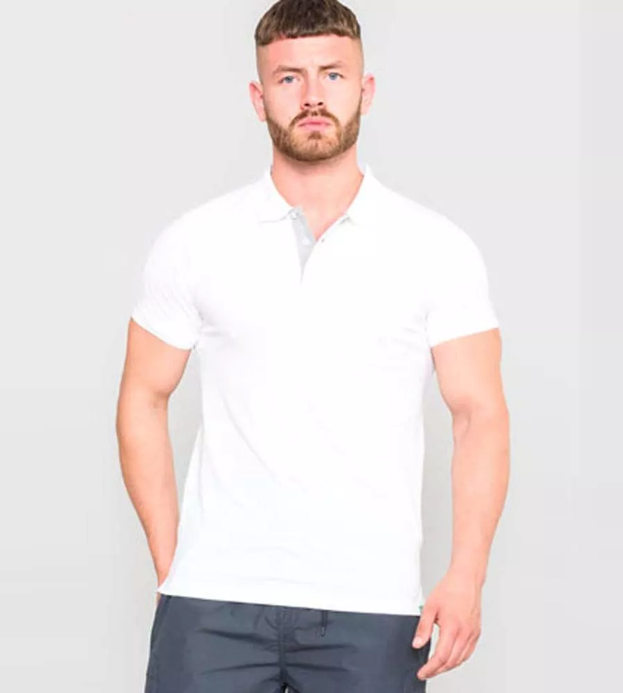 D555 Mens Fully Combed White Pique Polo Shirt With Pocket (GRANT WHITE)