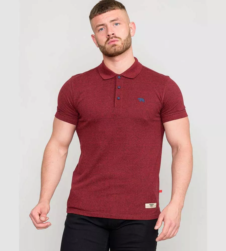 D555 Mens Red Twisted Polo Shirt With Chest Embroidery (WINCHESTER 1)