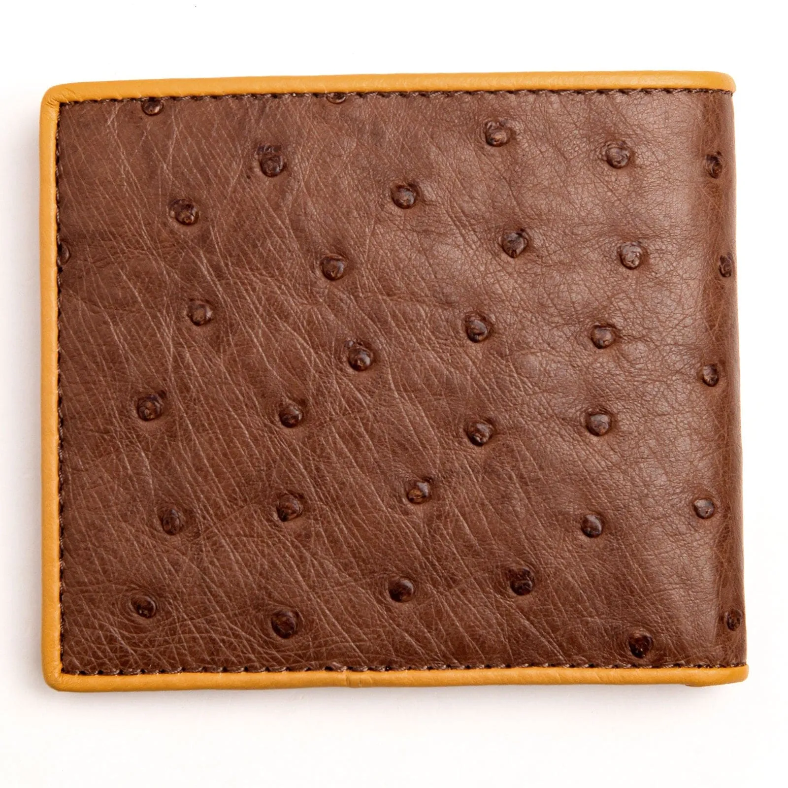 Dark Brown Twotone Ostrich Skin Leather Wallet