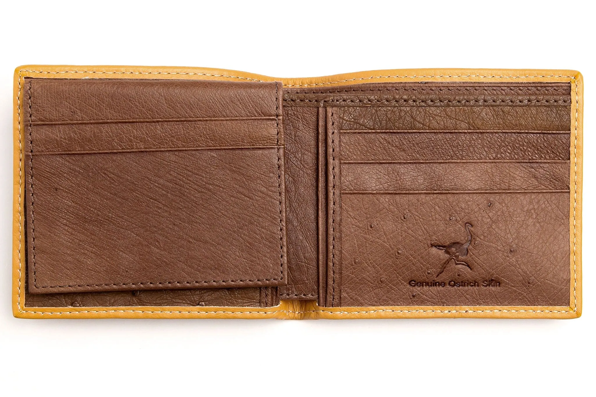 Dark Brown Twotone Ostrich Skin Leather Wallet