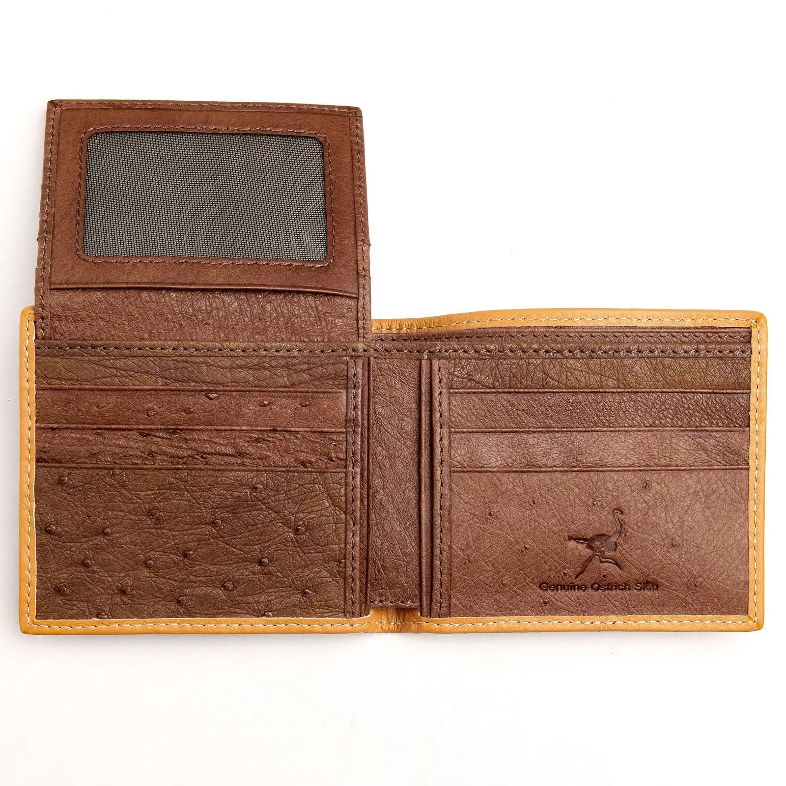 Dark Brown Twotone Ostrich Skin Leather Wallet