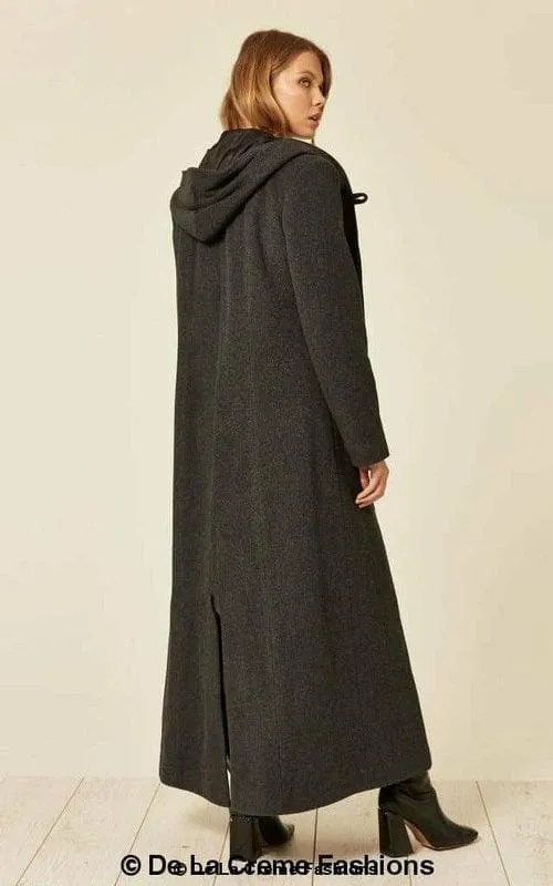 DE LA CREME Oversized Wool Blend Hooded Long Coat