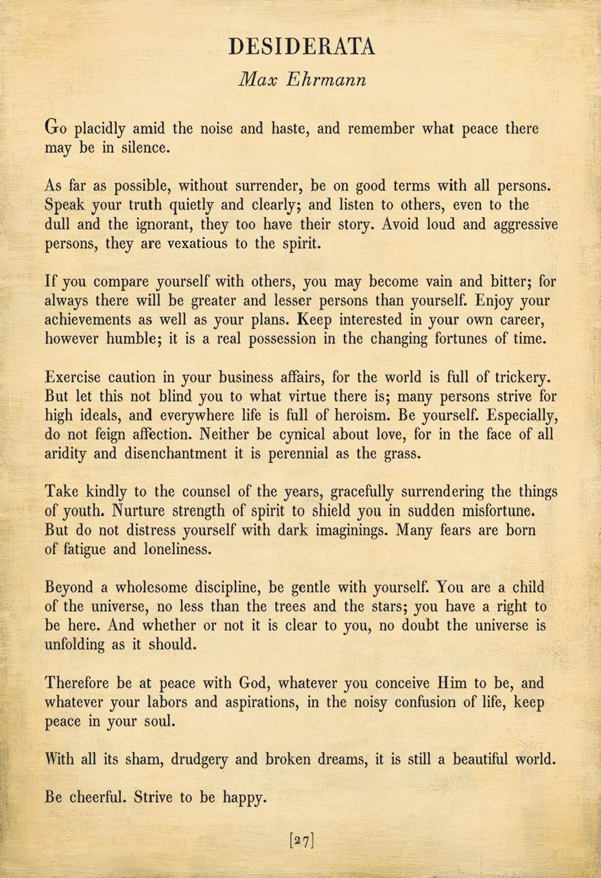 Desiderata Art Print (Poetry Collection)