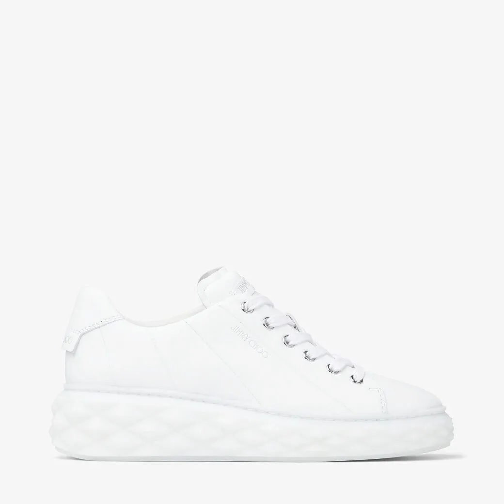 Diamond Light Maxi/F White Nappa Leather Low-Top Trainers with Platform Sole