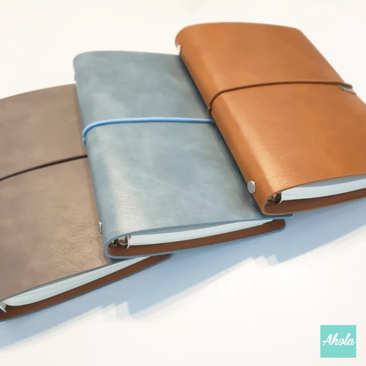 【Ecrire】Leather Journal Notebook with Elastic Closure 自訂名字彷皮活頁筆記簿