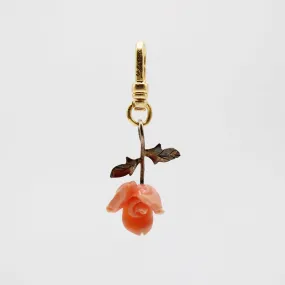 Elizabeth Vintage Dimensional Coral and Gold Rose Charm