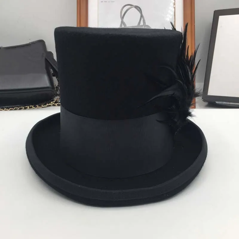 European and American Retro Style Fleece 17cm Presidential Top Hat