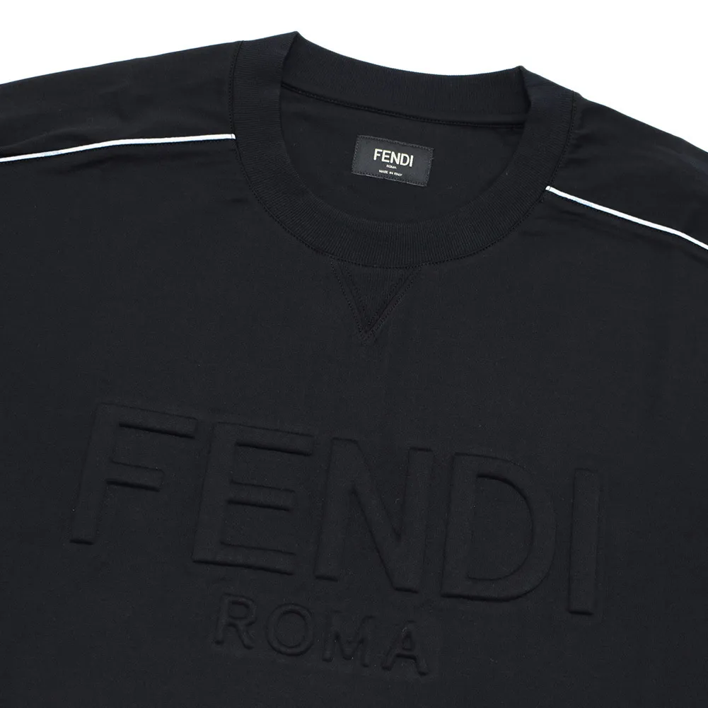 FENDI  |Crew Neck Plain Cotton Short Sleeves Logo Luxury