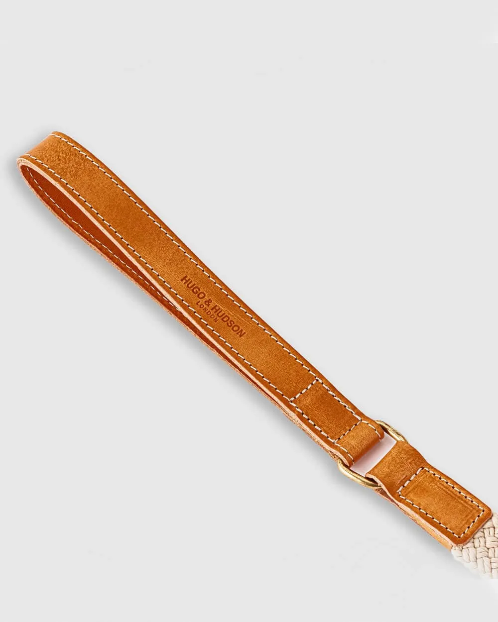 Flat Rope and Leather Dog Lead - Tan