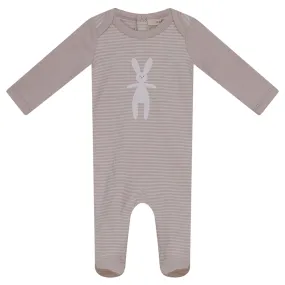 Fragile Oatmeal Stripe Bunny Print Stretchie