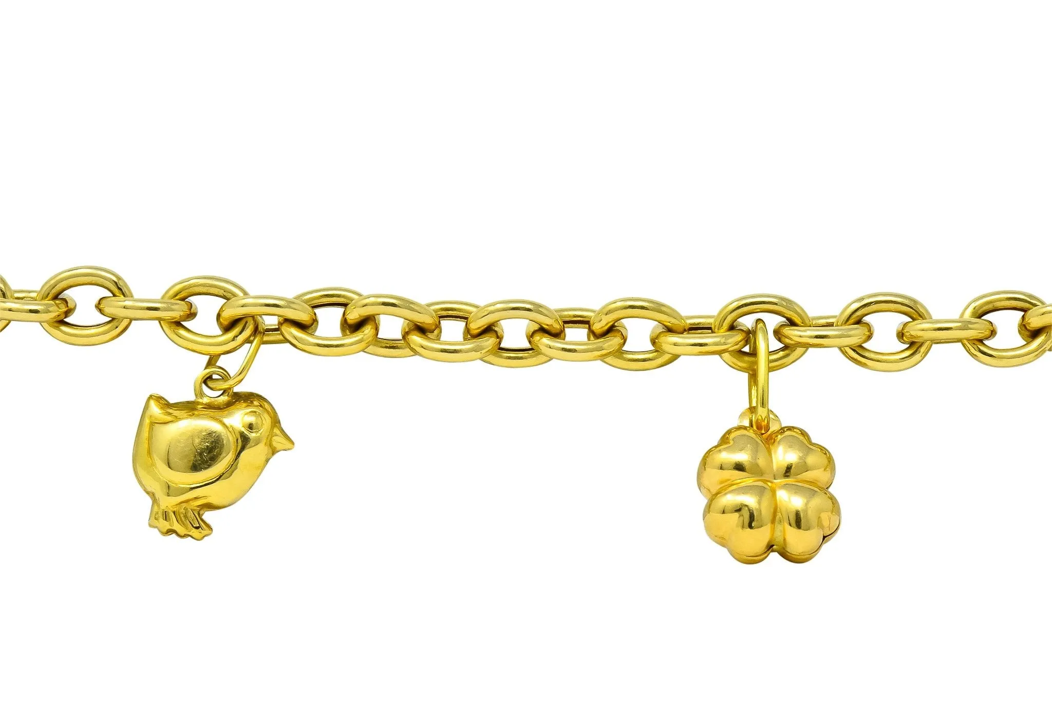 Fratelli Chini Italian Vintage 18 Karat Yellow Gold Charm Bracelet