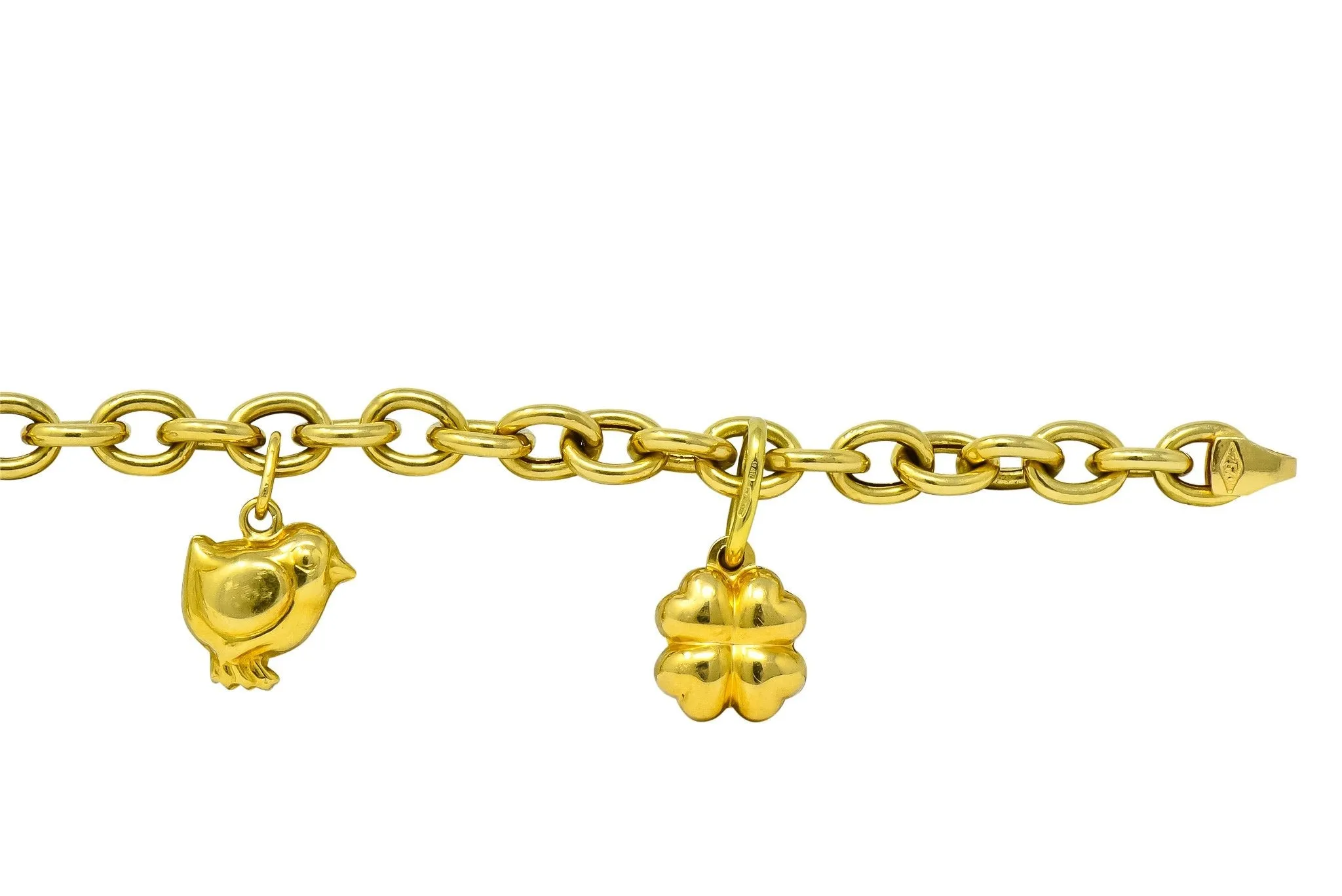 Fratelli Chini Italian Vintage 18 Karat Yellow Gold Charm Bracelet