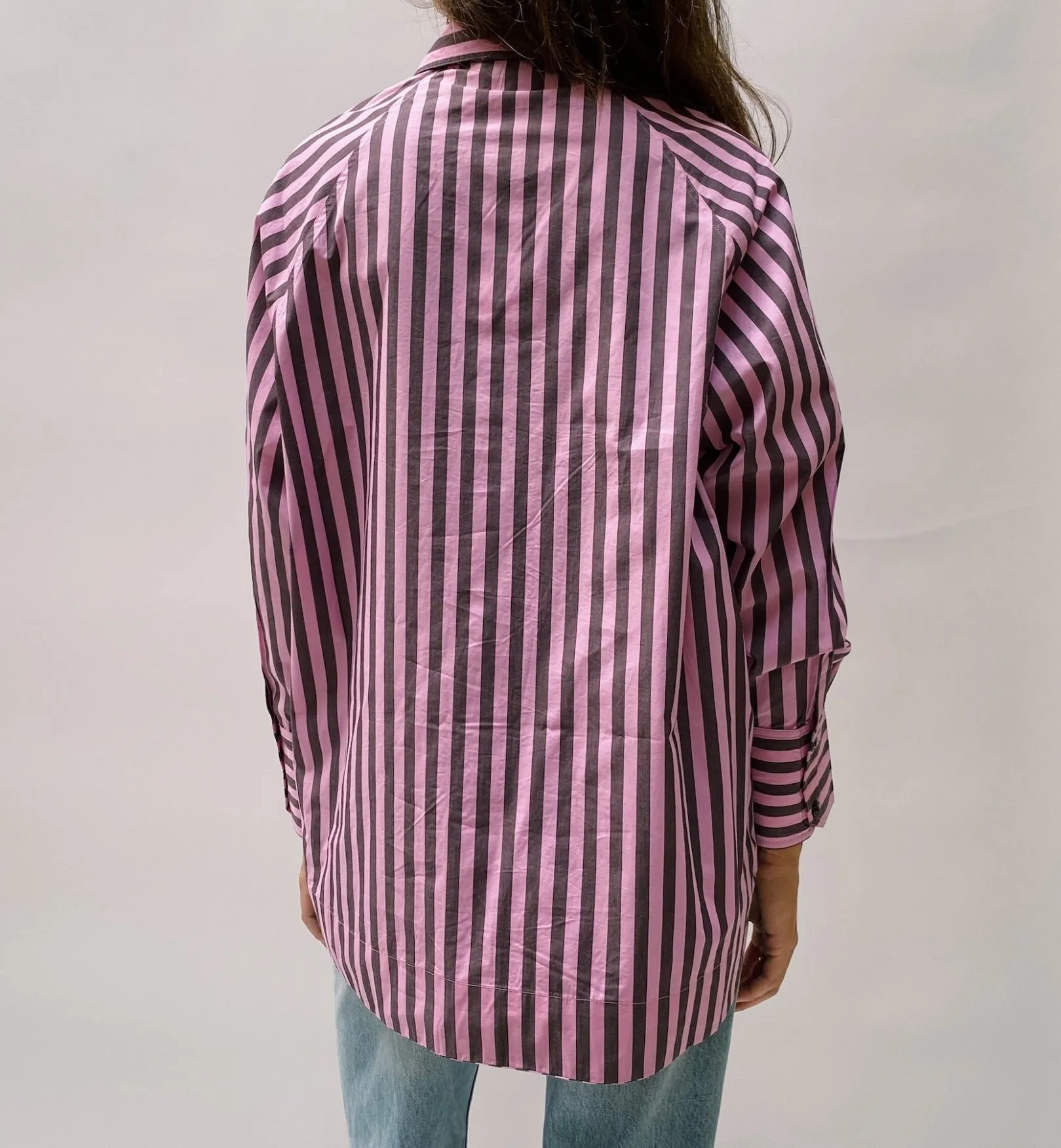 GANNI Stripe Oversized Raglan Shirt