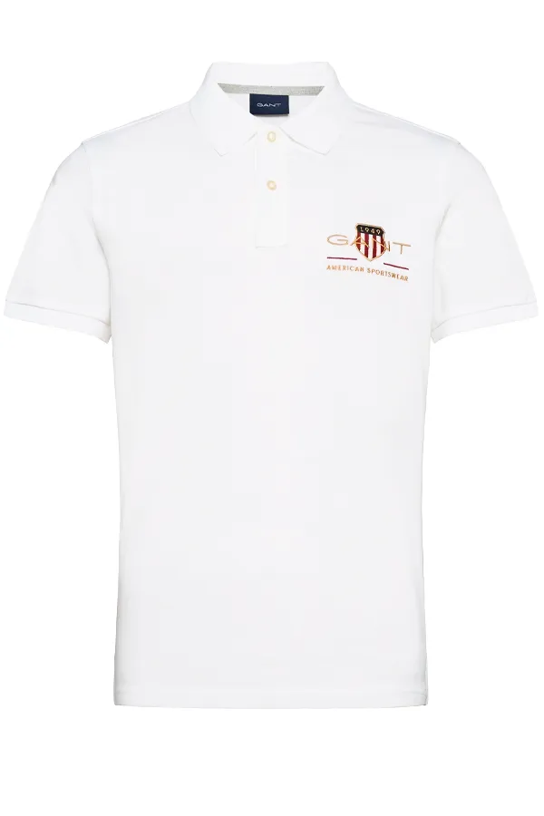 GANT Gold Shield Piqué Polo Regular White