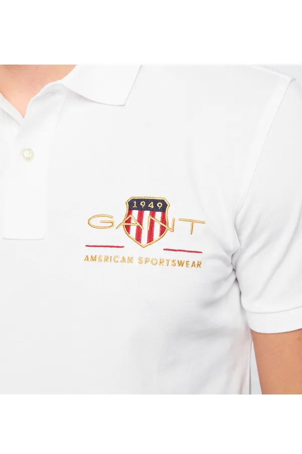 GANT Gold Shield Piqué Polo Regular White