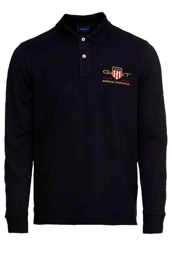 GANT L/S Gold Shield Piqué Polo Regular Black