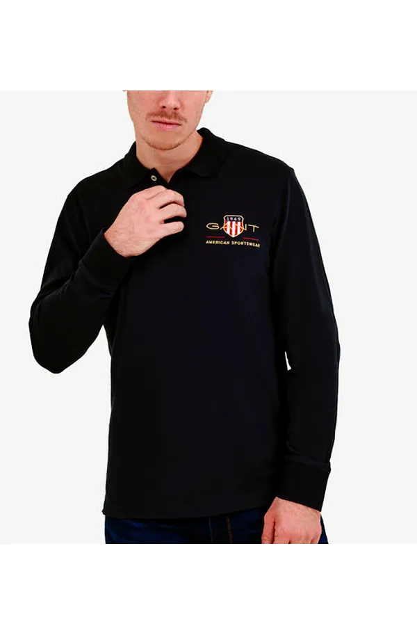 GANT L/S Gold Shield Piqué Polo Regular Black