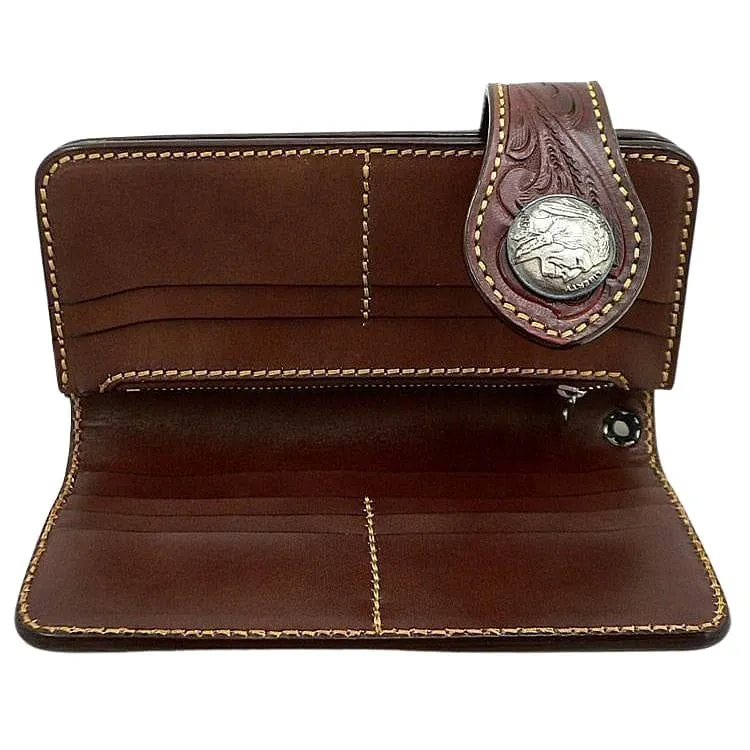 Genuine Leather Dark Red Biker Indian Wallet