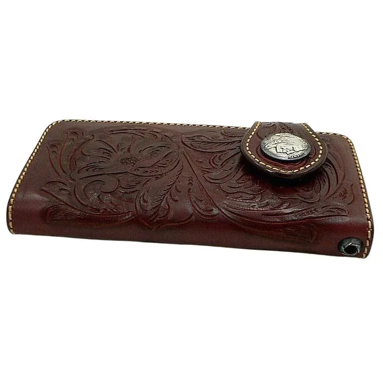 Genuine Leather Dark Red Biker Indian Wallet