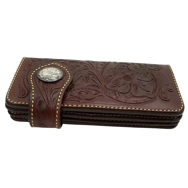 Genuine Leather Dark Red Biker Indian Wallet