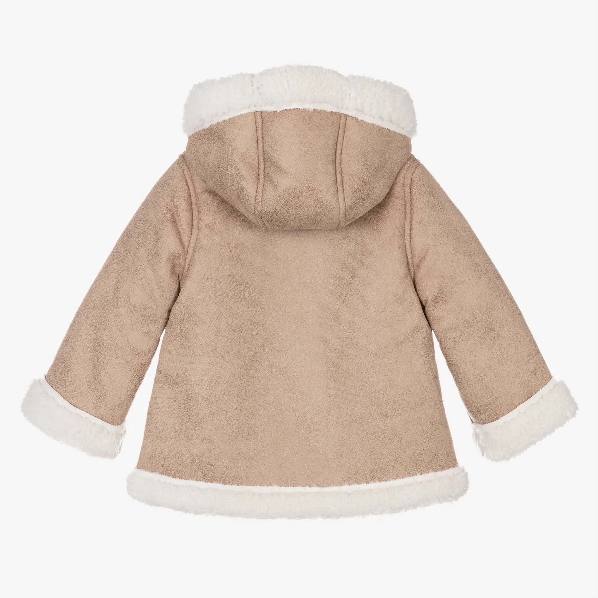 Girls Beige Faux Suede Coat