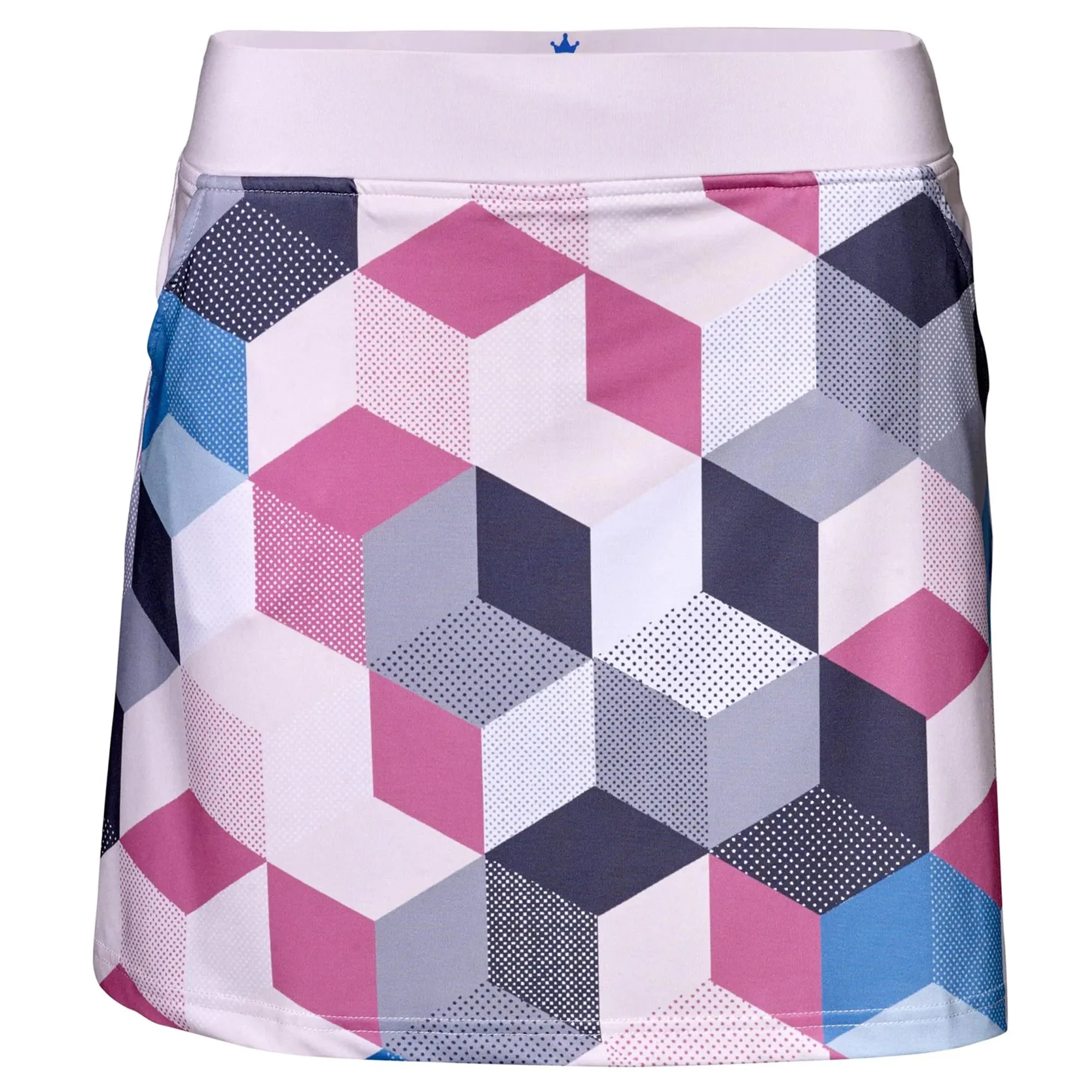 Girls Golf Rectangles White/Grey Skort