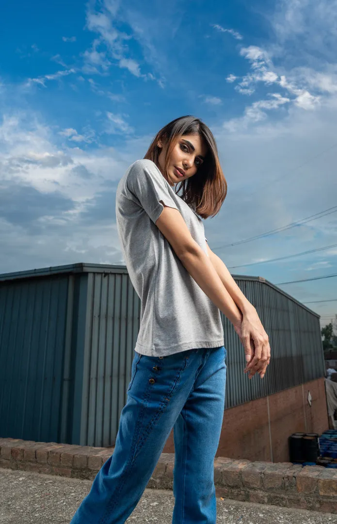 GREY COTTON T-SHIRT