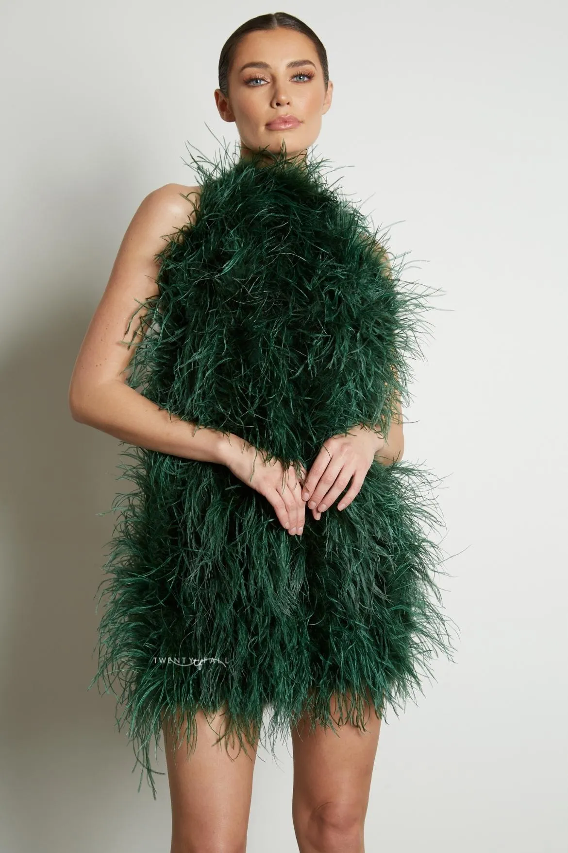 Halter Neck Feather Dress