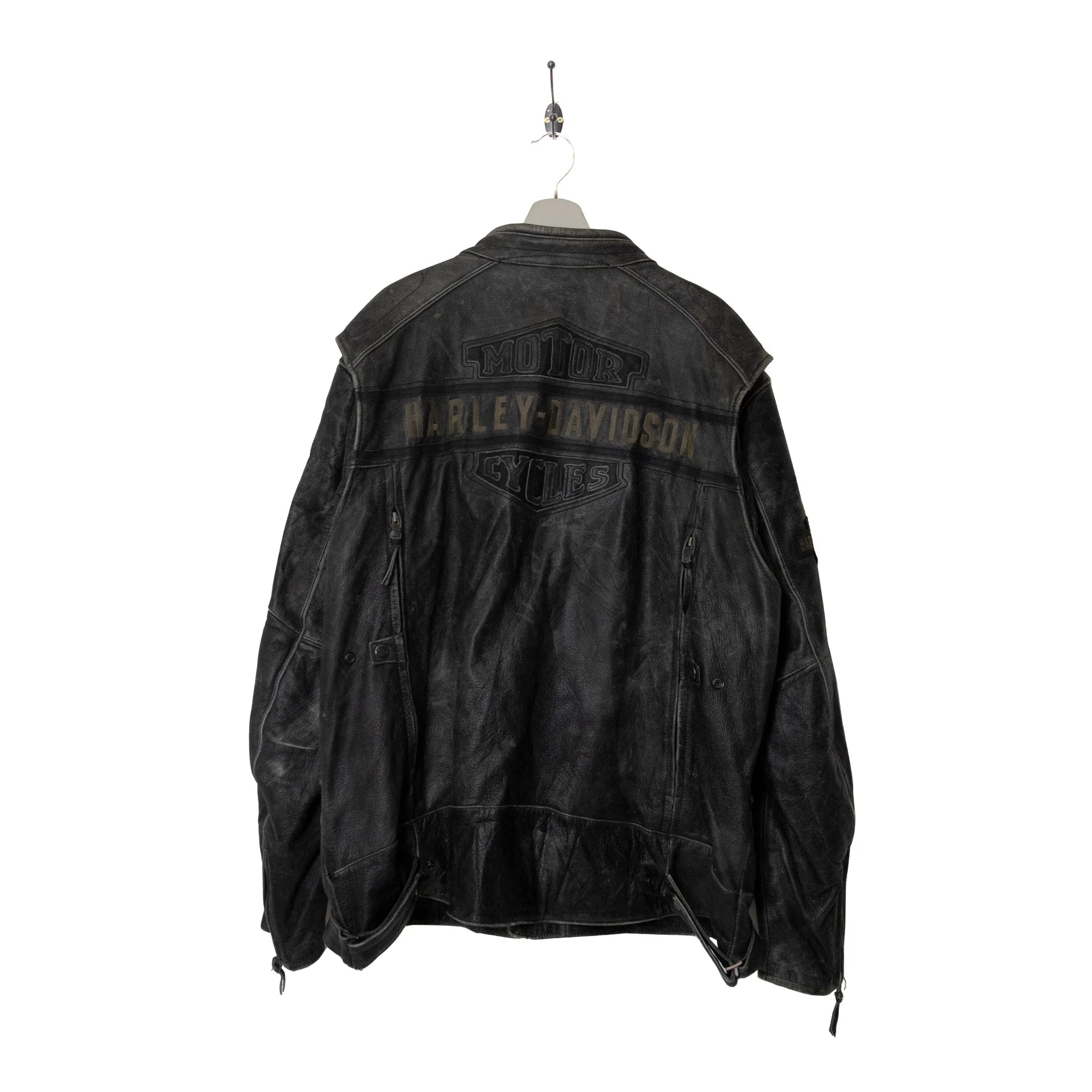 Harley Davidson Embroidered Spellout Weathered Leather Jacket