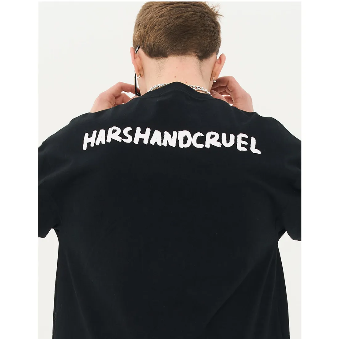 HARSH AND CRUEL  |Crew Neck Unisex Street Style Cotton Short Sleeves Oversized