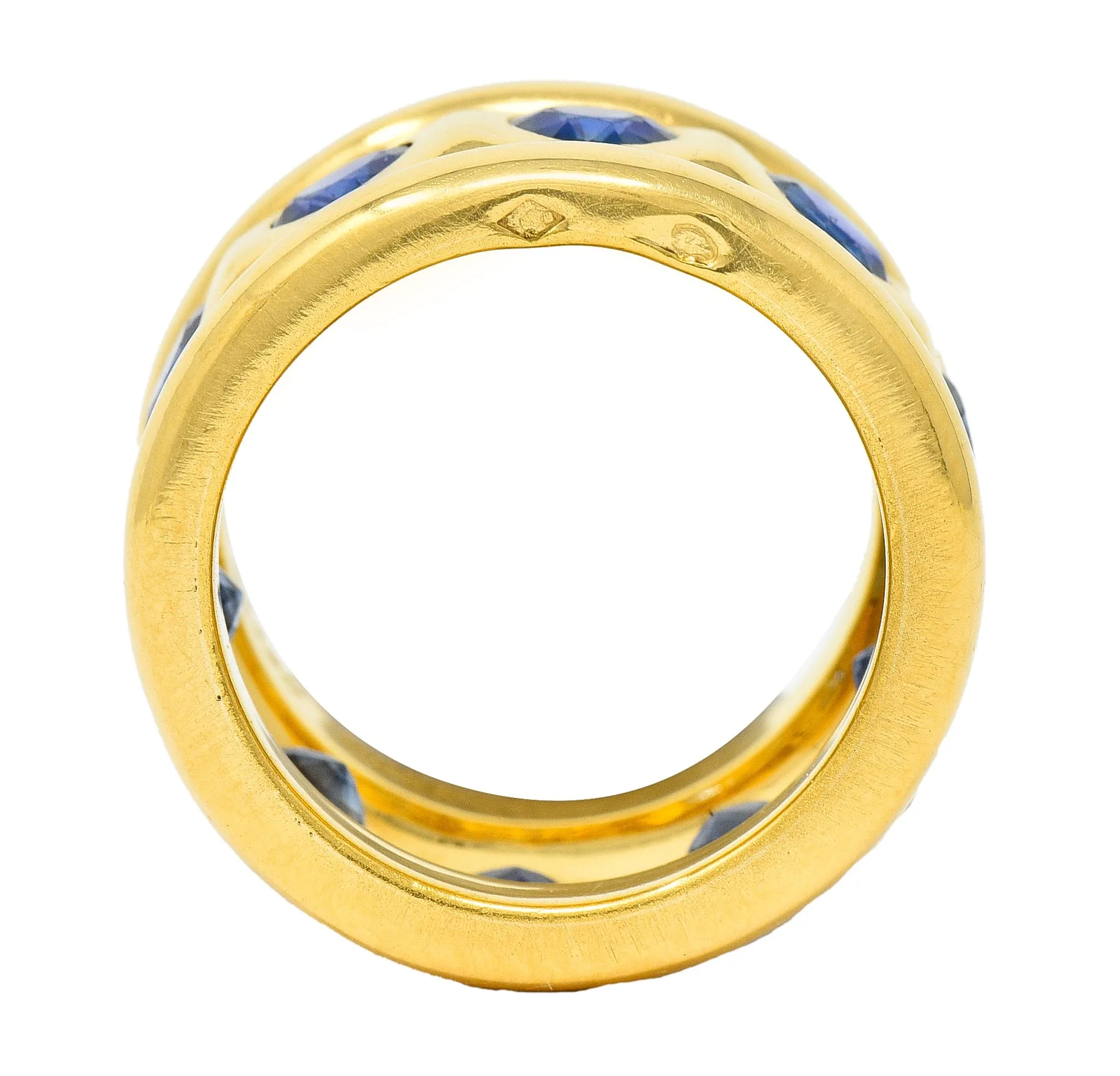 Herz Belperron French 6.00 CTW Sapphire 22 Karat Yellow Gold 16.5 MM Eternity Band Vintage Ring