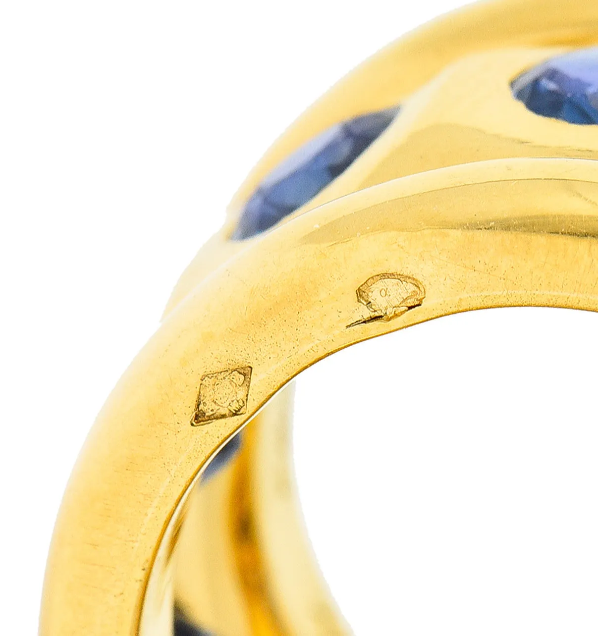 Herz Belperron French 6.00 CTW Sapphire 22 Karat Yellow Gold 16.5 MM Eternity Band Vintage Ring