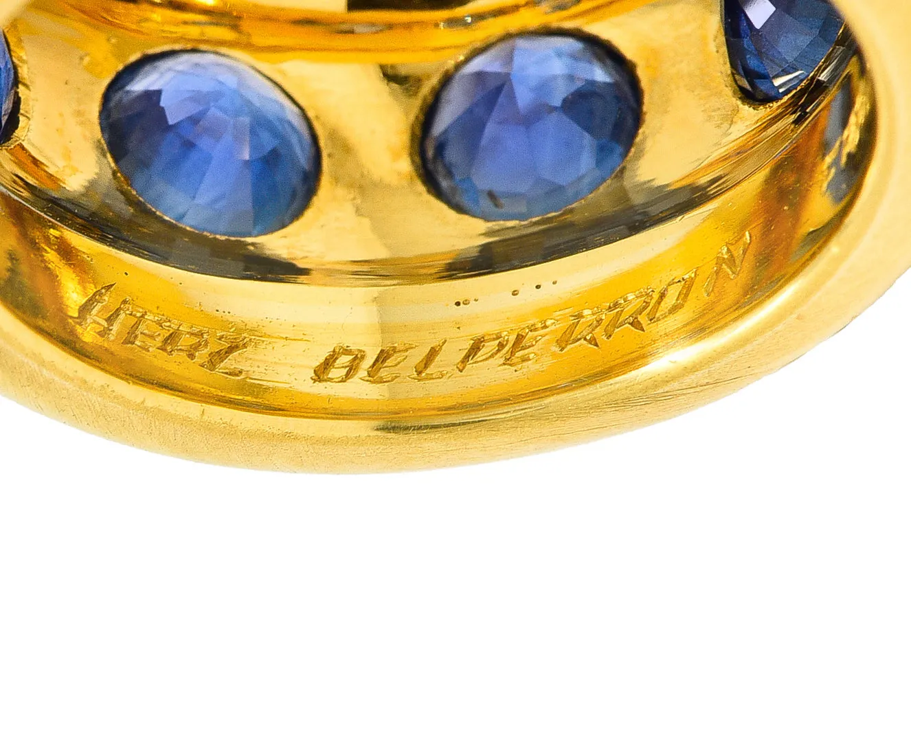 Herz Belperron French 6.00 CTW Sapphire 22 Karat Yellow Gold 16.5 MM Eternity Band Vintage Ring