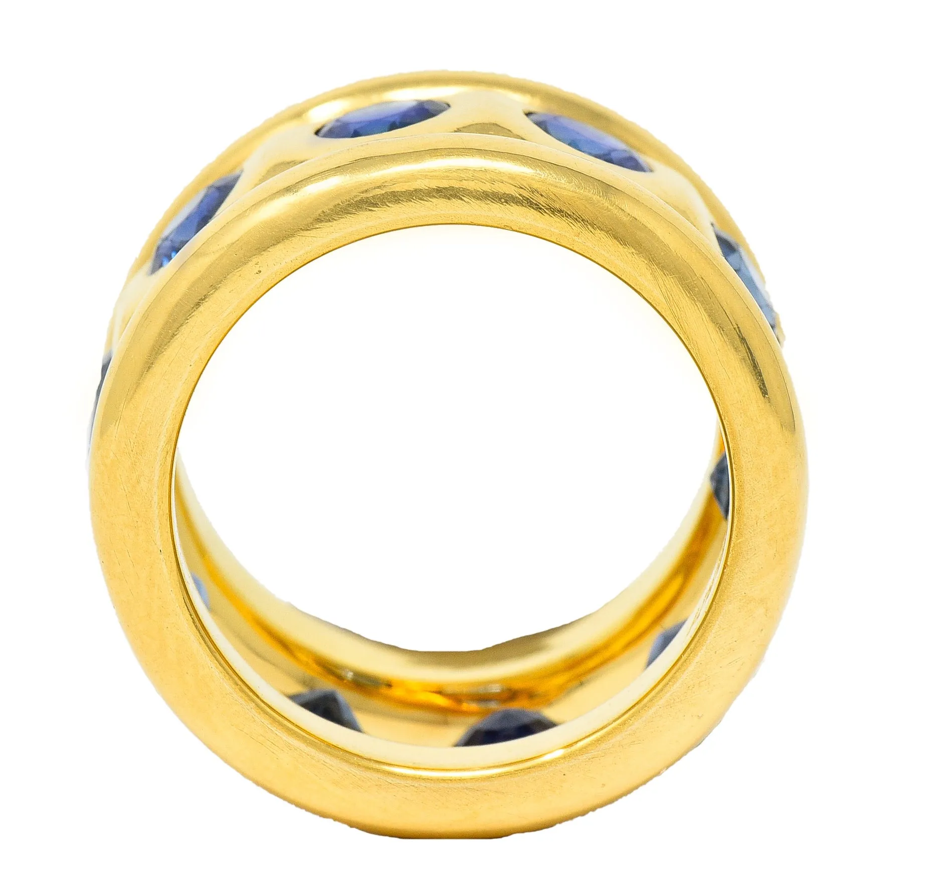 Herz Belperron French 6.00 CTW Sapphire 22 Karat Yellow Gold 16.5 MM Eternity Band Vintage Ring