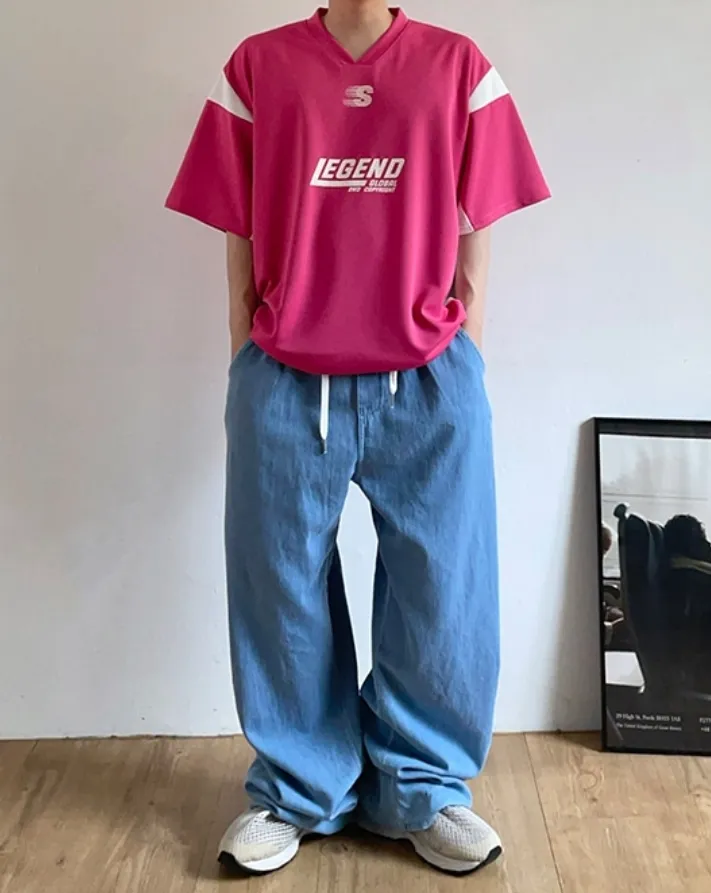 HUE  |Street Style Plain Short Sleeves Oversized Logo T-Shirts