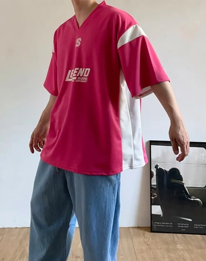 HUE  |Street Style Plain Short Sleeves Oversized Logo T-Shirts