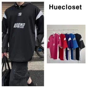 HUE  |Street Style Plain Short Sleeves Oversized Logo T-Shirts