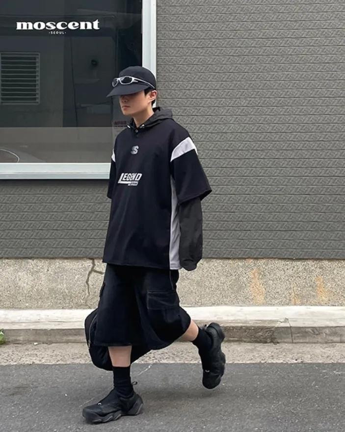 HUE  |Street Style Plain Short Sleeves Oversized Logo T-Shirts