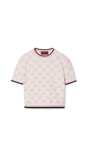 Interlocking G Cotton Top - White/Pink/Black