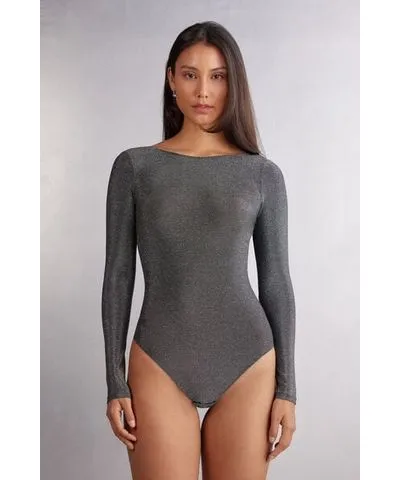 Intimissimi After Midnight Long Sleeve Lamé Bodysuit Woman