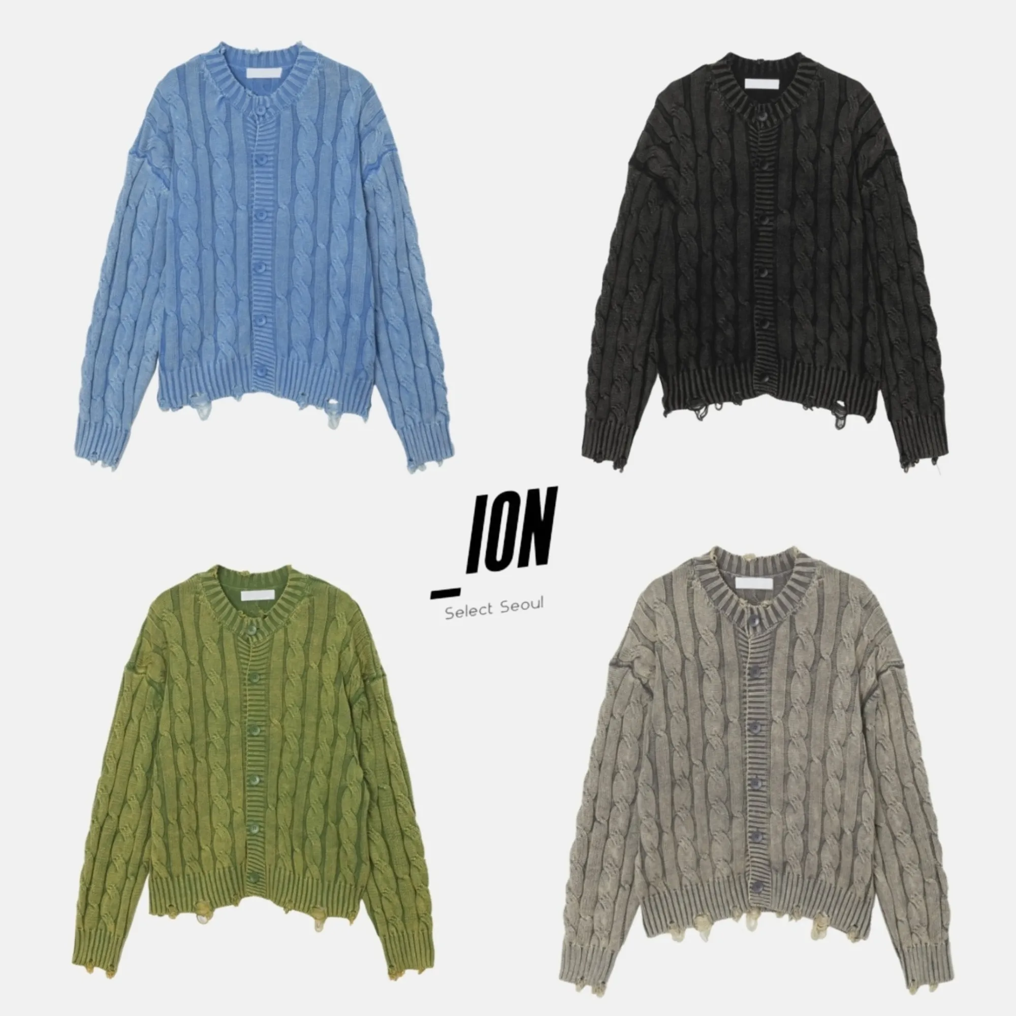 IONSEOUL  |Unisex Street Style Plain Cotton Oversized Cardigans