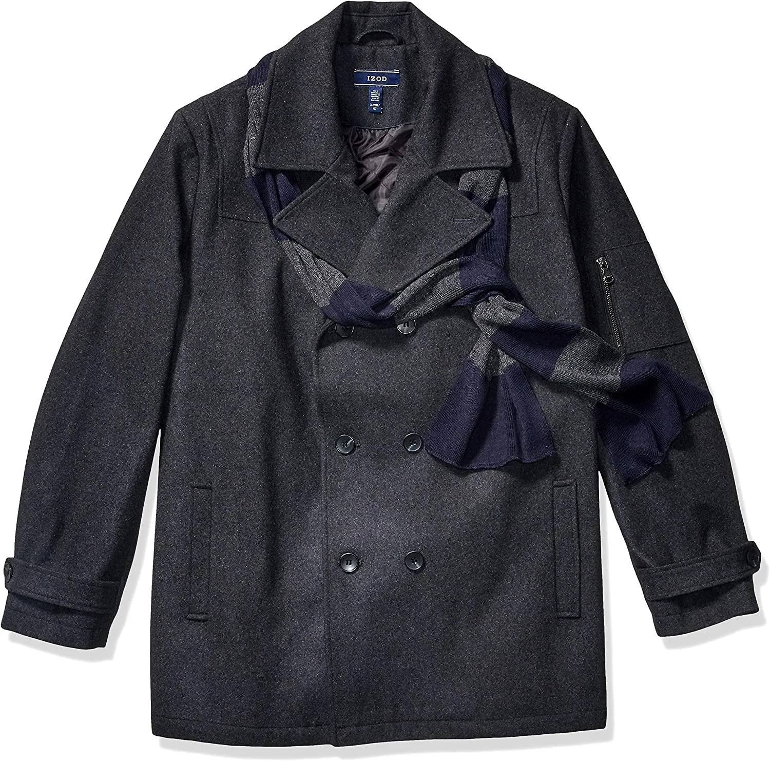 IZOD Men's Big & Tall Double Breasted Wool Peacoat