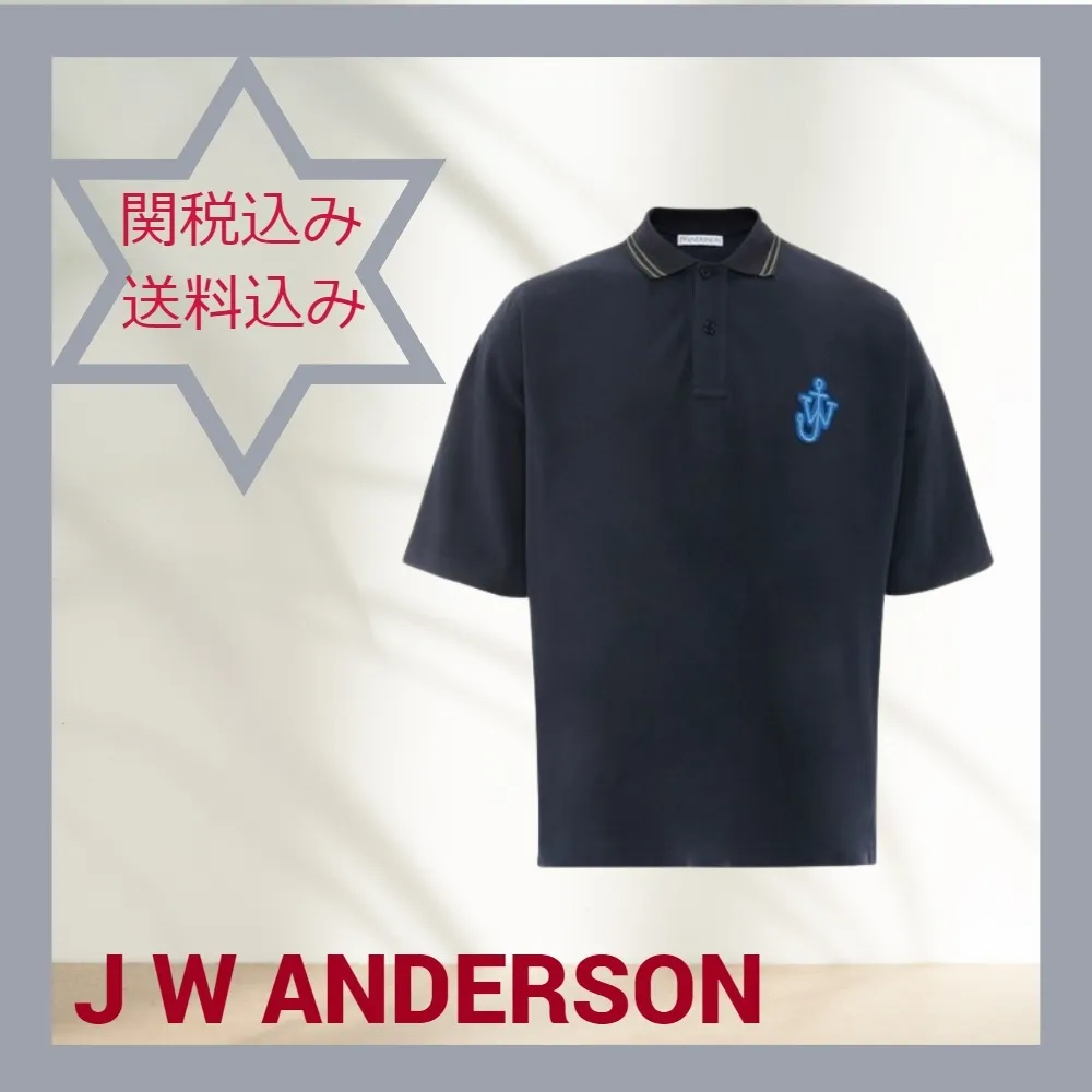 J W ANDERSON  |Plain Cotton Short Sleeves Logo Designers Polos